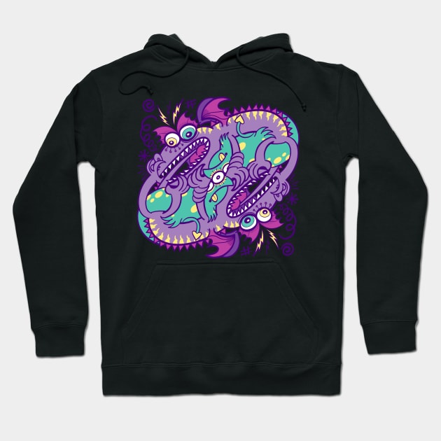 Two mad fighting dragons engage in furious combat Hoodie by zooco